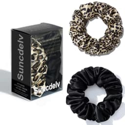 2PCS 100% Natural Silk Solid Color Hair Ties High Quality Hair Scrunchies Women Big Hairbands Hair Accessories 22Momme