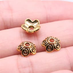 50pcs Tibetan Antique Silver Color Flower Bead End Caps For Jewelry Making Findings Needlework DIY Accessories Wholesale
