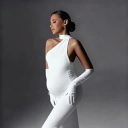 One Shoulder Backless Maternity Dress, Ruched Bodycon Maxi Gown for Pregnancy Photoshoot, Sexy Baby Shower and Evening Outfit