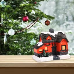 Resin Christmas LED Light Scene Snow House Small Village House Xmas Ornament Glow Decoration New Year Gift 2023