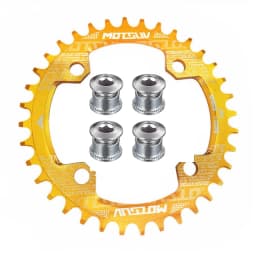 MOTSUV 104BCD Narrow Wide 38T 36T 34T 32T Bicycle Chainring,BCD 104 with 4 Bike Steel Screws, Single 12 11 10 9 8 Speed,Plato MT