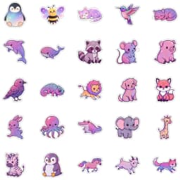 50PCS Cute Style Shiny Animals Graffiti Stickers DIY Decoration Notebook Phone Guitar Skateboard Kawaii Decals Kids Toys Gift