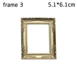 1:12 Scale Vintage Gloden Frames Miniature Oil Painting Dollhouse Ornament Mini Picture Retro Mirror Kids Toys Doll Accessories