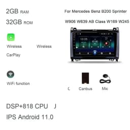 carplay 9" 4G LTE Android 13.0 128GB+8GB car Radio Car DVD Player For Mercedes Benz B200 W169 W245 Viano Vito Sprinter Crafter
