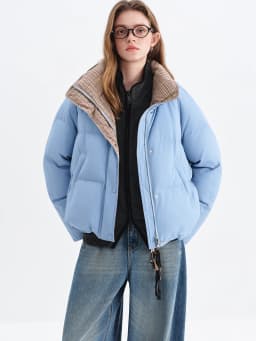 FSLE Double-sided Reversible Standing Collar Down Coat Women Crafted with Premium 90% White Duck Down Winter 2025 New Arrival