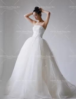 OLOEY Simple Strapless Draped Korean Wedding Dress for Photo Shoots A-Line Bridal Gown Floor Length Vestidos Novias Boda Women C