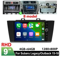 JOYING 9" Android Car Stereo for Subaru Legacy Outback 2015-2018 Wireless CarPlay Android Auto GPS OEM Camera Harman Kardon