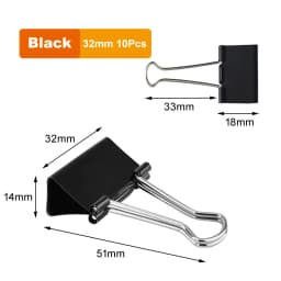 30/20/15/10/5Pcs Binder Clips Black Foldback Clips 15/19/25/32/41/51mm Office Clip Paper Clips for Home School Office Storage