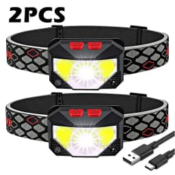 Headlamp Flashlight, 1200 Lumen Ultra-Light Bright LED Rechargeable Headlight with White Red Light,2Pack Waterproof Motion