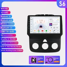 Hizpo 9inch Android Car Radio For Dodge Ram 1500 2500 3500 (2013-2018) Manual AC Stereo Head Unit Navigation Carplay Touchscreen