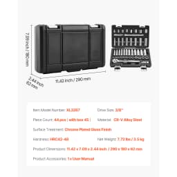 SucceBuy Socket Set 86 Pieces 3/8 1/4 1/2in Drive Socket and Ratchet Set SAE Metric Mechanic Tool Kit with Ratchet Wrench