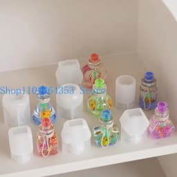 Epoxy Resin Drift Bottle Mold Heart Shaped Wishing Bottle Pendant Mold Night Light Keychain Jewelry Making Silicone Mold