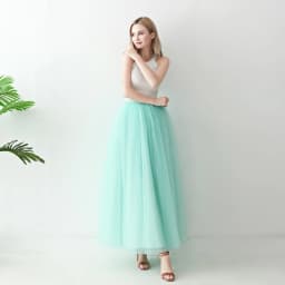 Women High Waist Long Solid Color Tulle Tutu Skirt, 4 Layers Mesh + 1 Layer Lining, Suitable for Cosplay, Stage Performance