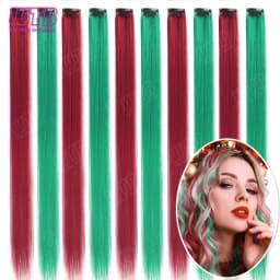 10 PCS Colored Synthetic Hair Extension Wigs for Women BB Clip Style Straight Hair Extension Wigs Suitable for Holiday Events