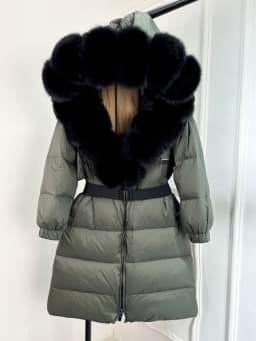 2025 New Natural Thick Warm 90% White Duck Down Coat Long Winter Jacket Women Real Big Fox Fur Collar Belt Loose Puffer Parka