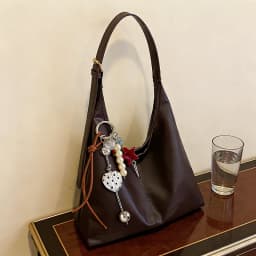 Elegant Shoulder Underarm Bags with Pendant Solid Color Synthetic Leather Handbags for Women Everyday Travel Shopping, Parties
