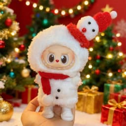 Doll Clothes for 15-17CM Labubu Clothing Merry Christmas Hat Scarf Elk Snowman Set Mini Plush Doll Accessory New Year Dress Gift