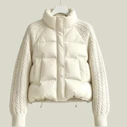 KUCLUT 2026 Winter New Fashion Knitted Patchwork Sleeve Short Cotton Jacket For Women Stand Collar Loose Short Coat 1A4295