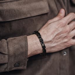 Vnox Stainless Steel Byzantine Bracelet for Men, 8mm Wide Vintage Style Bold Square Links Chain Wristband, Father's Day Gift