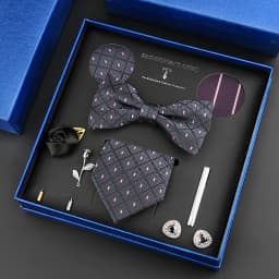 Luxury Neck Tie Set For Men Classic Brand Necktie Bowtie Hanky Cufflinks Floral Brooches Tie Clip Set Wedding Business Box Gift