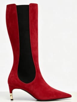 Women's New Knee High Boots with Pointed Kitten Heel and Stretch Fabric for Autumn and Winter Party Fashion, Mid Length Boots