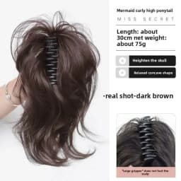 Short Curly Synthetic Claw Clip Ponytail Hair Extensions For Women High Top Bun Ponytail Hairpiece High Temperature Fiber Tail
