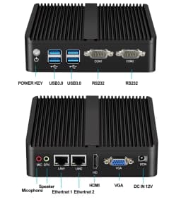 X30G Fanless Industrial Mini PC Intel Celeron N5095 2x Gigabit Ethernet 2x COM RS232 M.2 NVMe SSD 4x USB WiFi Windows 10 Linux