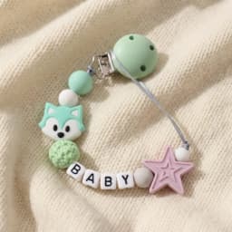 Personalized Fox Pacifier Clip BPA Free Food Grade Silicone Star Teether Holder Custom Name Handmade Dummy Chain Baby Gift