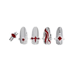 Silver Color Trendy Fashion Nail Ring Armor Set Irregular Adjustable Open Rings Jewelry Accessory for Women Gift Idea