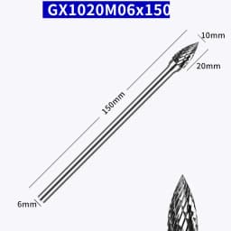 150mm Extra Long Shank 6x10m Single Double Tungsten Carbide Burr Die Grinder Abrasive Tool Rotary Cutter Wood Steel Metalworking