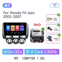 2Din Android Car Stereo Radio For Honda Fit Jazz City 2001-2008 Multimedia Player Navigation GPS Carplay Auto No DVD With Screen