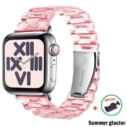 Link bracelet for apple watch band ultra 2 49mm 41mm 45mm 44/40/42/38mm glacier Transparent strap iwatch series 9 8 7 6 5 4 3 SE