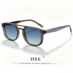 HBK Retro Men's Pilot Sunglasses Flat Top Double Bridge Design Gradient Sunglasses Women's Outdoor Travel Summer Glasses