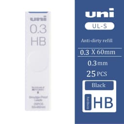 Japanese Stationery Uni UL-S Automatic Lead Anti-Fouling Thickened Black Non-Breakable Student Pencil Lead 0.3/0.4/0.5/0.7/0.9mm