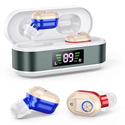 CIC Rechargeable Digital Display Hearing Aid Hearing Loss Elderly Adjustable Sound Amplifier Portable Charging Case