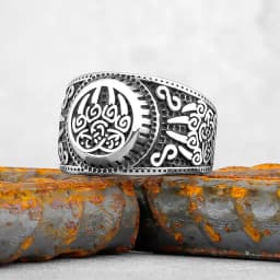 Viking Stainless Steel Ring Anchor Compass Tree of Life Nordic Viking Rune Wolf Men and Women Ring Jewelry for Boyfriend as Gift