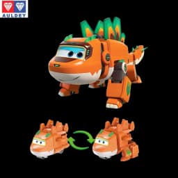 Auldey Original Super Wings Big Wing STEGO Dinosaur Mega Transformation Toy - Kids Robot Firefighter with Hangar Christmas Gift