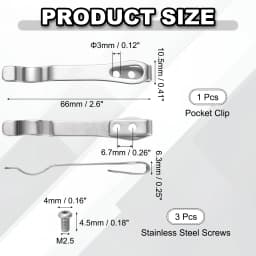 1/2/4Set Deep Carry Pocket Clip 2.6"(66mm) Length Universal Folding Knife Pocket Back Clip w/ Screws Man Knife Replacement Parts