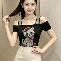 New Designer Hot Diamond Mesh T-Shirt Women Korean Style Sexy Off Shoulder Slim Tee Summer Casual Streetwear Tops