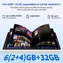 2026 Android 11 7" WiFi Tablet with Case,Max 6GB(2GB+4GB Expansion)RAM+32GB ROM,Quad Core,Dual 2MP Camera,3000mAh IPS Screen