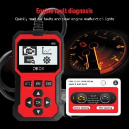 Obd2 Scanner Code Reader Car Diagnostic Tool Engine Fault Code Reader, Used to Clear Cel, with Real-Time Data/Freeze Frame/I/M Readiness, Suitable for All Obdii Protocol Cars