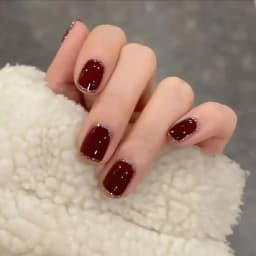 24PCS/1BOX Red Bow Gold Powder Checkerboard Fake Nails