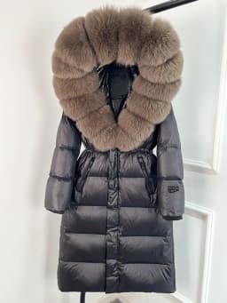 Janveny Thick Glossy Long Puffer Jacket Women Real Fox Fur Hooded 2026 Winter 90% Duck Down Coat Waterproof Female Warm Parkas
