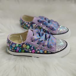 Dollbling Shell Simulation DIY Bling Handmade Shoes Canvas Mermaid Theme Kids High Top Pearls Sneakers Under the Sea Shoes