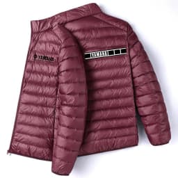 Men Yamaha Racing Graphic Light Puffer Jacket Stand Collar Zip Up Warm Motorcycle Biker Windproof Coat Winter Casual Outerwear
