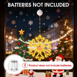 Warm/Multi-color Christmas Window Snowflake Lights, 8/12 Lighting Modes, Battery Powered LED Neon Hanging Lamp for Xmas Holiday