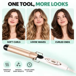 25mm & 32mm Large Barrel Curling Iron for Women, Hair Curling Wand with One-Button Control, Hair Curler for Loose Waves, Soft Curls & Voluminous Hairstyles, Easy-to-Use Portable Hair Styling Tool for Home, Travel & Daily Use