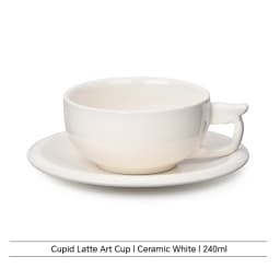 MUVNA 240ml Ceramic Latte Art Cup Embossed Coffee Cup With Saucer Thick Rim Wing Handle Barista Cappuccino Espresso Cup