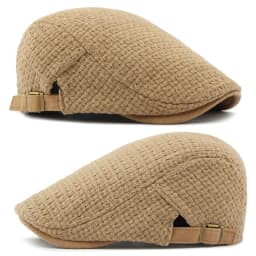 Autumn Flat Peaked Cap For Men Solid Knit Beret Hat Women Retro Newsboy Ivy Herringbone Beret Cabbie Forward Hat Adjustable