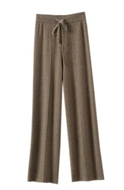Women's Solid Color Wool Knitted Wide Leg Pants Autumn Winter Basic Soft Warm Cashmere Knit Trousers Casual Simple Style Korean